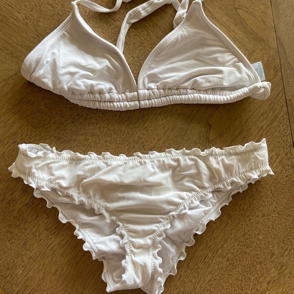 Target White Ruffled Bikini